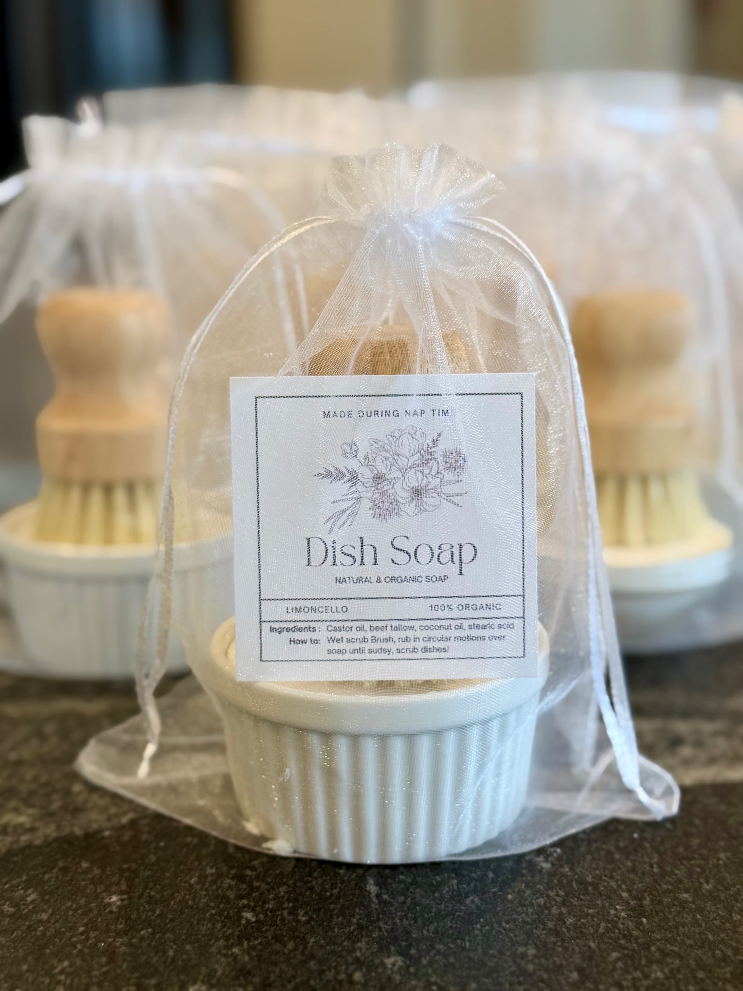 Tallow dish soap & brush set