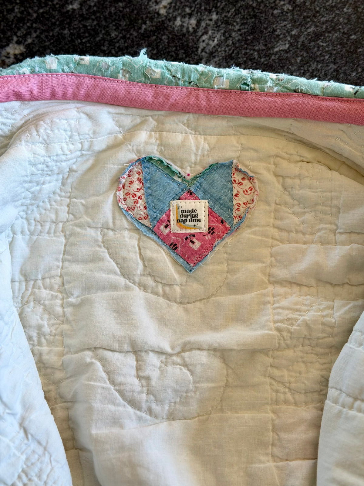 M/L short quilt coat- pink, green, blue