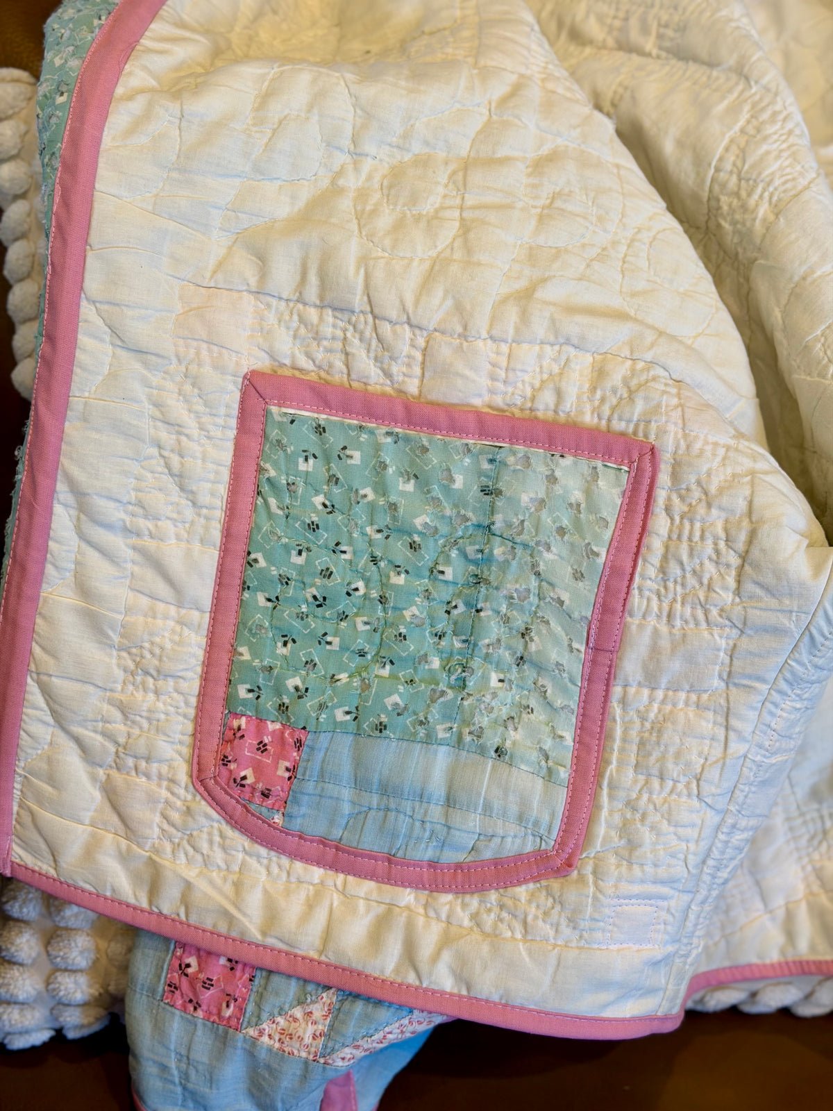 M/L short quilt coat- pink, green, blue