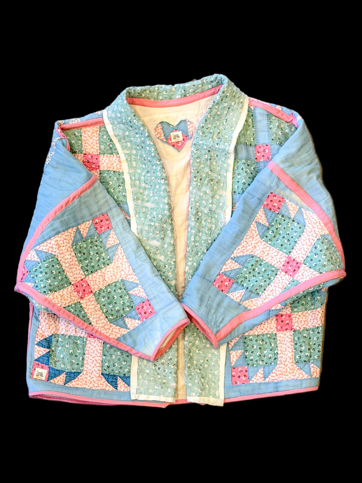 M/L short quilt coat- pink, green, blue