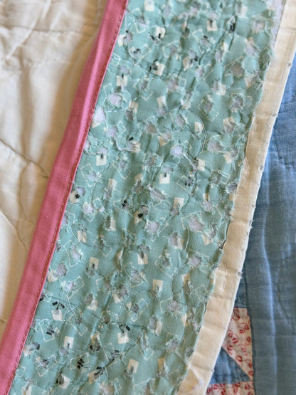 M/L short quilt coat- pink, green, blue